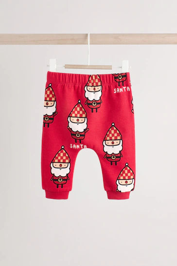 |Niña| Conjunto de jogging y sudadera acogedor para bebé navideño - Rojo Papá Noel (0 meses a 2 años)
