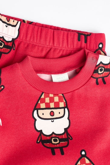 |Niña| Conjunto de jogging y sudadera acogedor para bebé navideño - Rojo Papá Noel (0 meses a 2 años)