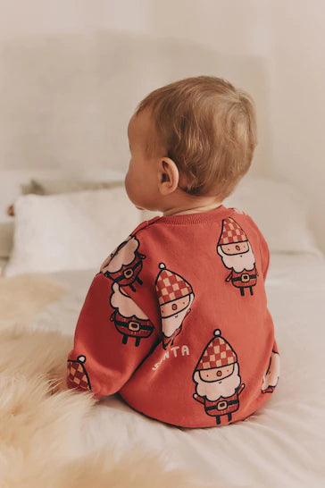 |Niña| Conjunto de jogging y sudadera acogedor para bebé navideño - Rojo Papá Noel (0 meses a 2 años)
