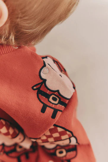 |Niña| Conjunto de jogging y sudadera acogedor para bebé navideño - Rojo Papá Noel (0 meses a 2 años)