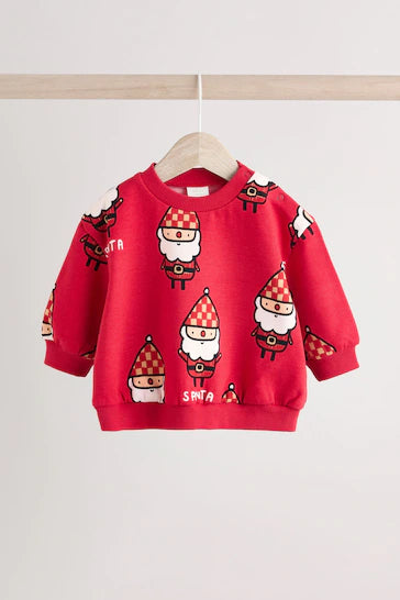 |Niña| Conjunto de jogging y sudadera acogedor para bebé navideño - Rojo Papá Noel (0 meses a 2 años)