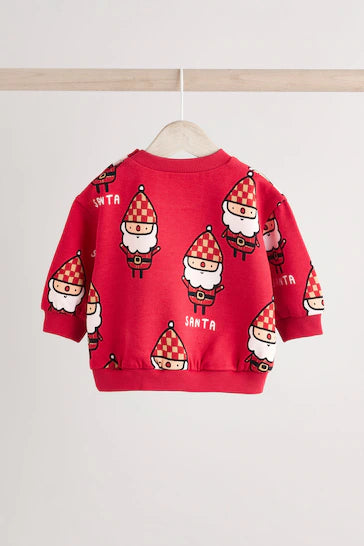 |Niña| Conjunto de jogging y sudadera acogedor para bebé navideño - Rojo Papá Noel (0 meses a 2 años)