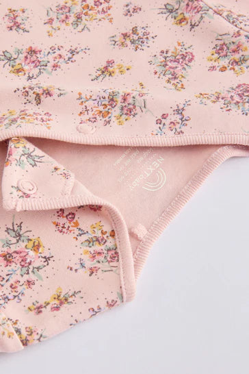 |BabyGirl| Pacote De 3 Macacões Para Bebê 100% Algodão - Rosa/Creme (0-2 anos)