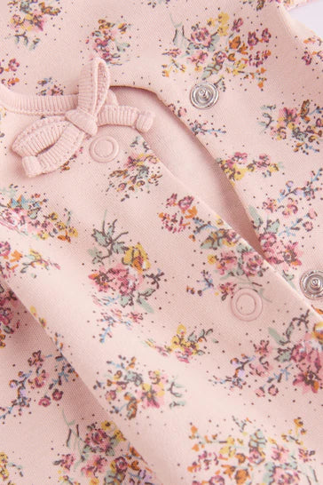 |BabyGirl| Pacote De 3 Macacões Para Bebê 100% Algodão - Rosa/Creme (0-2 anos)