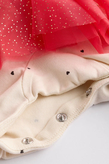 |BabyGirl| Macacão Tutu De Natal Para Bebê Vermelho/Creme (0 meses a 2 anos)