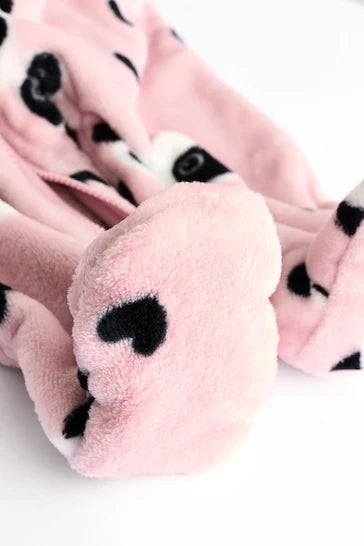 |Girl| Macacão de bebê com zíper e lã - Panda rosa