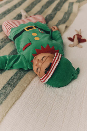 |BabyGirl| Macacão De Elfo De Natal Para Bebê - Elfo Verde (0 meses a 2 anos)