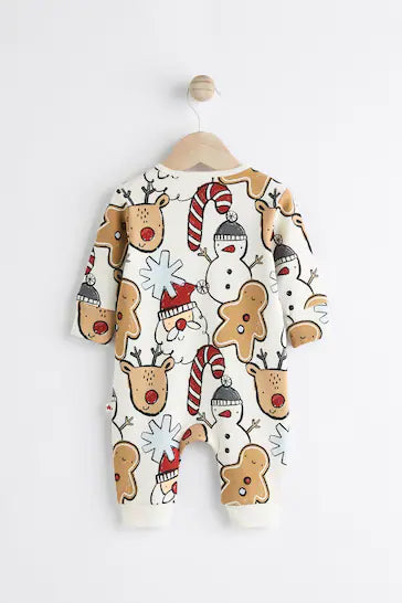 |Bebé| Pijama Crudo con Personajes Navideños para Bebé (0 meses a 3 años)
