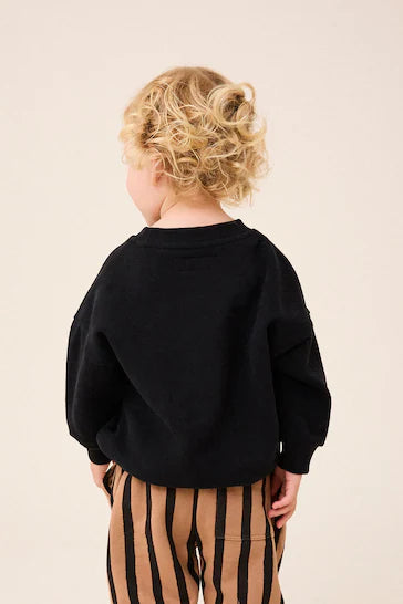 |Niño| Sudadera Cuello Redondo Oso Negro (3 meses a 7 años)