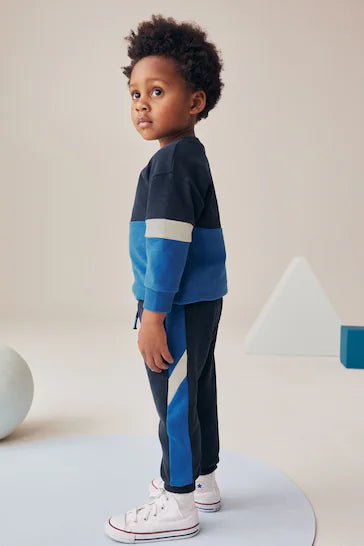 |Boy| Conjunto De Camiseta e Jogging 100% Algodão De Manga Comprida Com Toque Suave - azul marinho (3 meses a 7 anos)