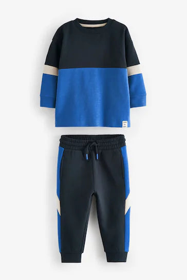 |Boy| Conjunto De Camiseta e Jogging 100% Algodão De Manga Comprida Com Toque Suave - azul marinho (3 meses a 7 anos)