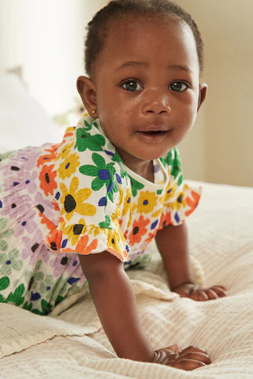 |BabyGirl| Macacão Com Saia Floral Multibrilhante Para Bebê
