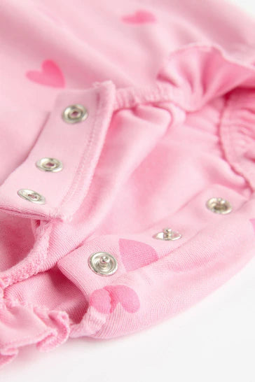 |BabyGirl| Macacão Baby Bloomer Pacote Com 3 - Coração Rosa/Branco
