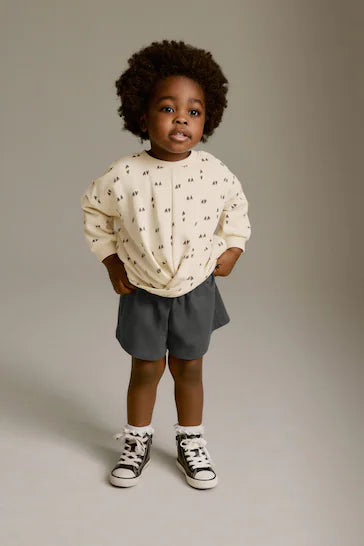 |Girl| Conjunto de shorts mono coração preto (3 meses - 7 anos)