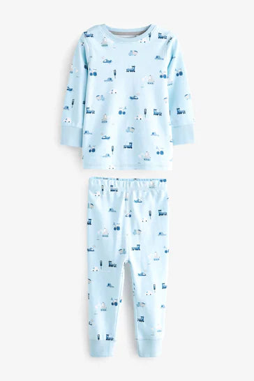 |BigBoy| Pacote De 3 Pijamas Snuggle - Transporte Azul (9 meses - 10 anos)