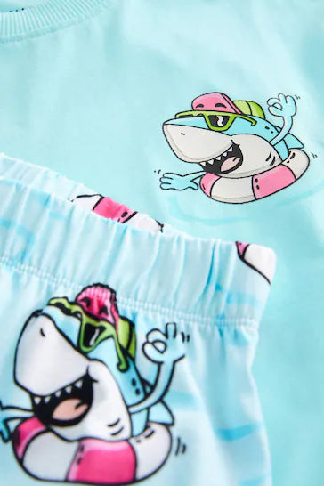 |BigBoy| Pijama Curto Simples Blue Shark (9 meses - 8 anos)
