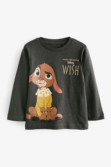 |Boy| Camiseta Disney Wish De Manga Comprida Cinza Carvão (3 meses a 8 anos)