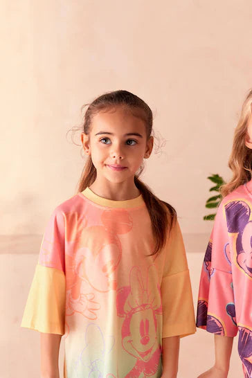 |BigGirl| Pacote De 2 Camisolas Com Licença Da Minnie Mouse Rosa/Laranja (2 a 14 anos)