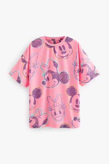 |BigGirl| Pacote De 2 Camisolas Com Licença Da Minnie Mouse Rosa/Laranja (2 a 14 anos)