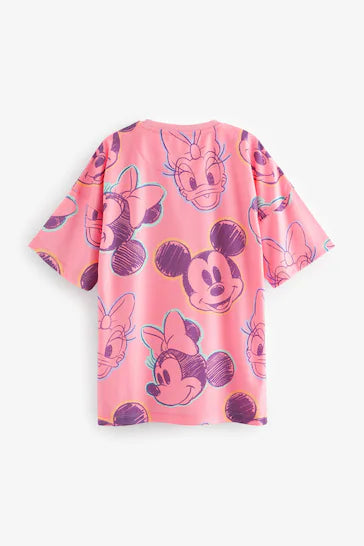 |BigGirl| Pacote De 2 Camisolas Com Licença Da Minnie Mouse Rosa/Laranja (2 a 14 anos)