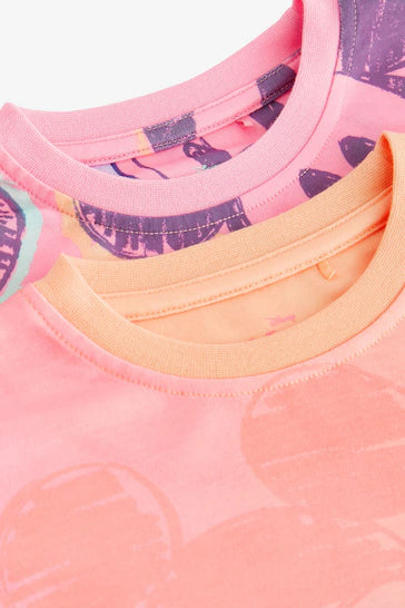 |BigGirl| Pacote De 2 Camisolas Com Licença Da Minnie Mouse Rosa/Laranja (2 a 14 anos)