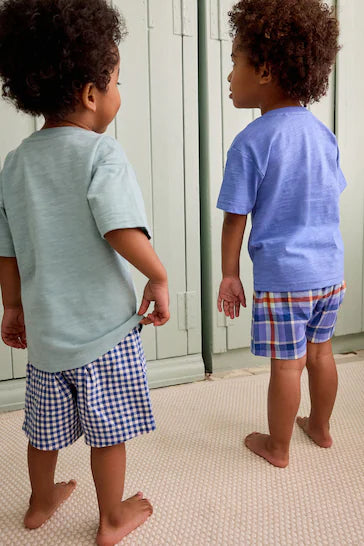 |Boy| Pacote Com 2 Pijamas Curtos De Tecido Azul/Verde Baleia (9 meses a 12 anos)