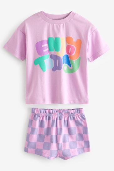 |BigGirl| Pacote De 3 Pijamas Curtos Divertidos Rosa/Amarelo/Roxo (9 meses a 16 anos)