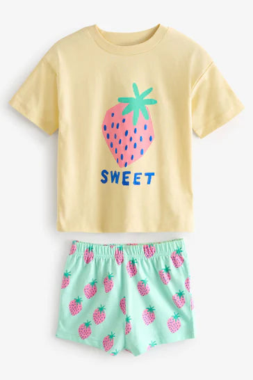 |BigGirl| Pacote De 3 Pijamas Curtos Divertidos Rosa/Amarelo/Roxo (9 meses a 16 anos)