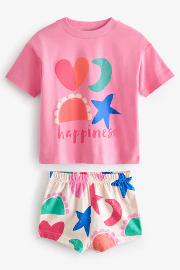 |BigGirl| Pacote De 3 Pijamas Curtos Divertidos Rosa/Amarelo/Roxo (9 meses a 16 anos)