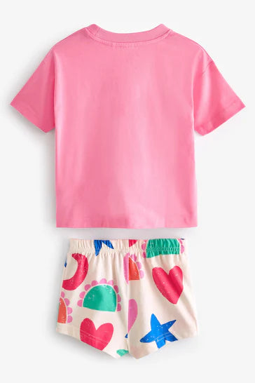 |BigGirl| Pacote De 3 Pijamas Curtos Divertidos Rosa/Amarelo/Roxo (9 meses a 16 anos)