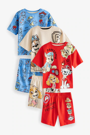 |BigBoy| Pacote De 3 Pijamas Curtos Vermelho/Azul Paw Patrol (9 Meses - 8 Anos)