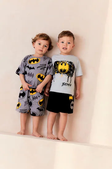 |BigBoy| Pacote De 2 Pijamas Curtos Com Licença Do Batman Cinza/Amarelo (9 Meses A 12 Anos)