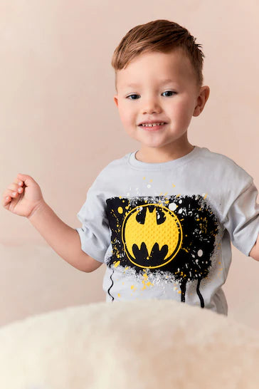 |BigBoy| Pacote De 2 Pijamas Curtos Com Licença Do Batman Cinza/Amarelo (9 Meses A 12 Anos)
