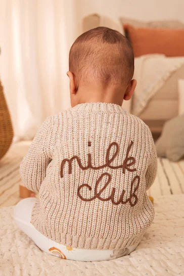 |BabyBoy| Cardigan De Malha Bordado Para Bebê - Cream Milk Club