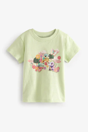 |Girl| T-Shirt Manga Curta - Tartaruga Verde (3 meses - 7 anos)