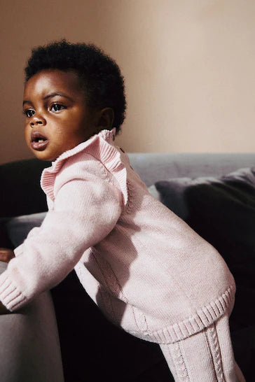 |BabyGirl| Conjunto De Macacão e Leggings De Malha Para Bebê Bordado Com Flor Rosa (0 meses a 2 anos)