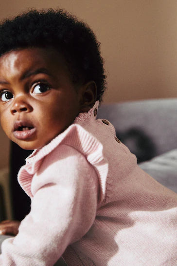 |BabyGirl| Conjunto De Macacão e Leggings De Malha Para Bebê Bordado Com Flor Rosa (0 meses a 2 anos)