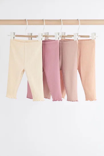 |BabyBoy| Conjunto De 4 Leggings Para Bebê - Rosa Canelado