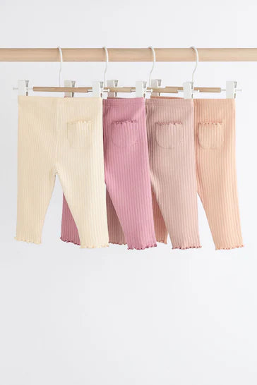 |BabyBoy| Conjunto De 4 Leggings Para Bebê - Rosa Canelado