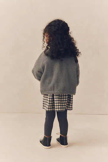 |Girl| Conjunto De Vestido, Jaqueta e Leggings Cinza De Algodão (3 meses a 8 anos)