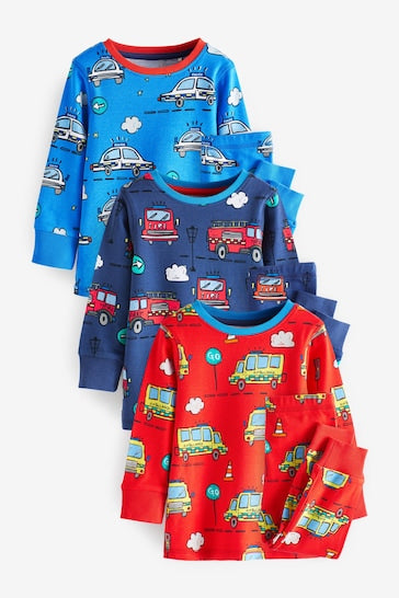 |Boy| Pacote Com 3 Pijamas Snuggle- Blue/Red Emergency Transport (9 meses a 12 anos)