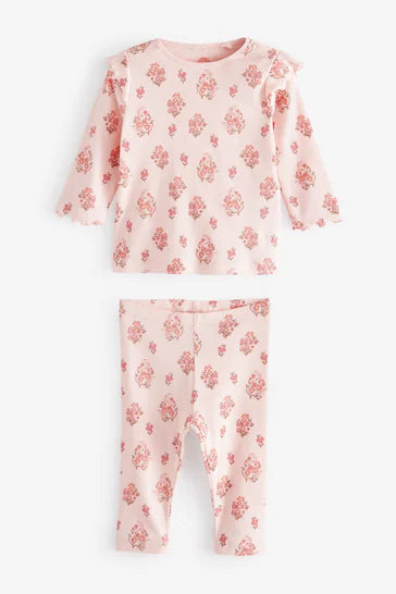 |BabyGirl| Conjunto De Top e Leggings Para Bebê - Pink (0 mês-2 anos)
