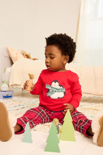 |Girl| Pijama De Natal - Red Penguin (9 meses a 12 anos)
