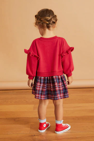 |Girl| Vestido De Moletom Aconchegante - Red Check (3 meses a 7 anos)