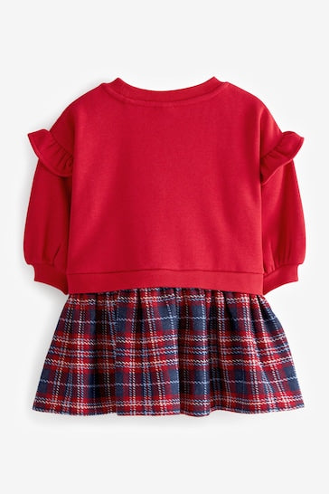 |Girl| Vestido De Moletom Aconchegante - Red Check (3 meses a 7 anos)