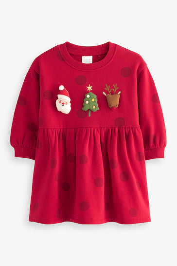 |Girl| Natal Vestido De Moletom De Personagem - Red Christmas (3 meses a 7 anos)