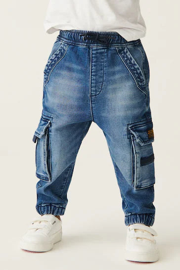 |BigBoy| Jeans Comfort Cargo - Mid Blue Denim (3 meses a 7 anos)