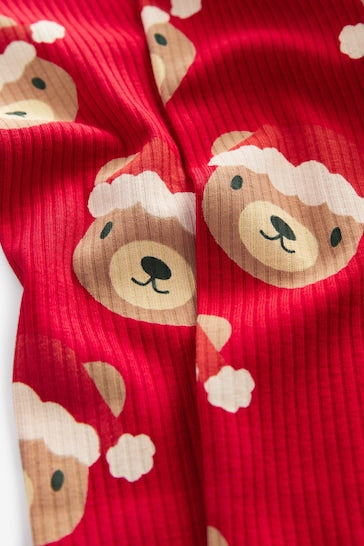 |Girl| Leggings De Costela De Urso De Natal Vermelho (3 meses a 7 anos)