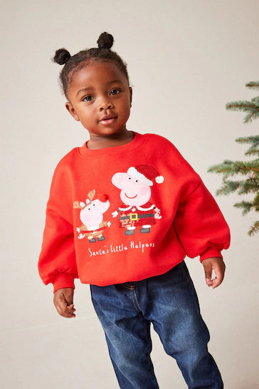 |Girl| Natal Moletom Vermelho De Natal Peppa Pig (3 meses a 6 anos)