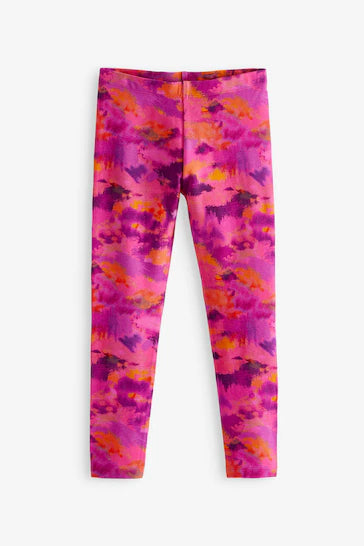 |BigGirl| Leggings - Pink Purple Orange Tie Dye Glitch Print (3-16 anos)